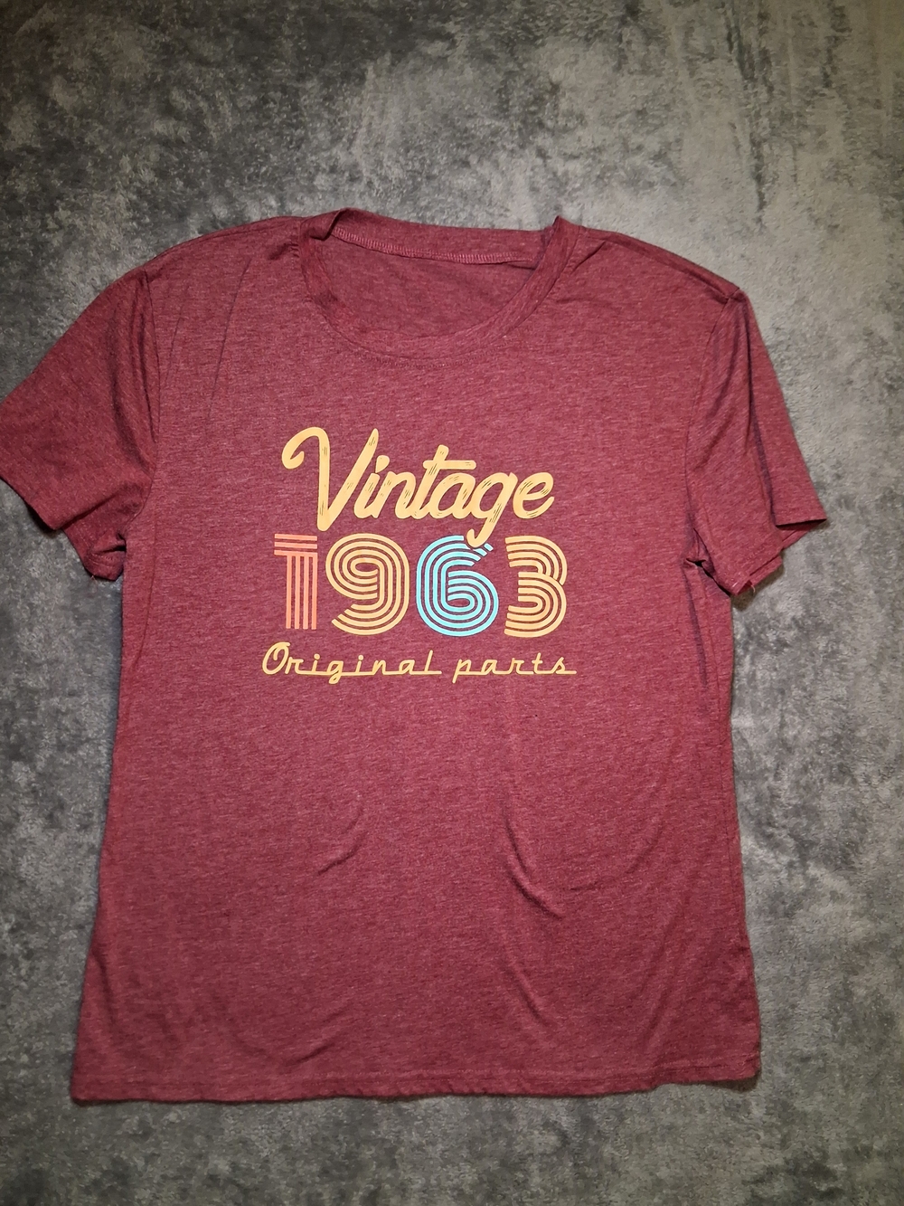 Tshirt Vintage 1963 Original Parts Womens Burgundy Color Pit To Pit 20 In Retro